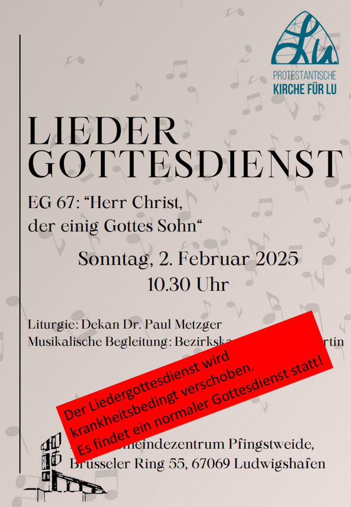 liedergottesdienst verschoben
